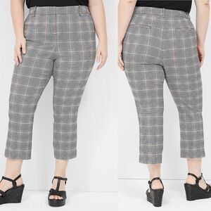 Lane Bryant Slim Capri 4-Season Pant black glen plaid stretch crop trousers 22